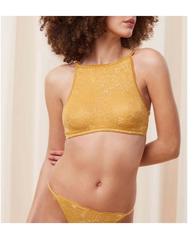 Triumph garstyčių spalvos soft liemenėlė Amourette Charm Shimmer bustier 2