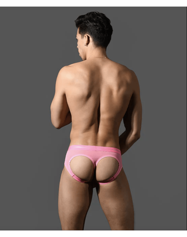 Andrew Christian Naked Truth Capsule See-Through Bubble Butt Jock w/ ALMOST NAKED rausvi jockstrap'ai