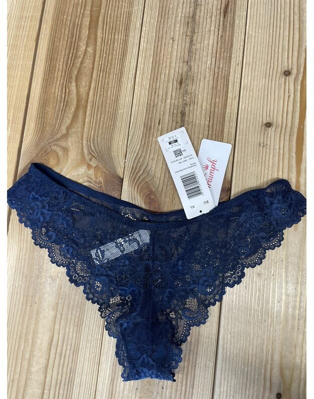 Triumph tamsiai mėlynos spalvos kelnaitės iš nėrinių Tempting Lace Brazilian String