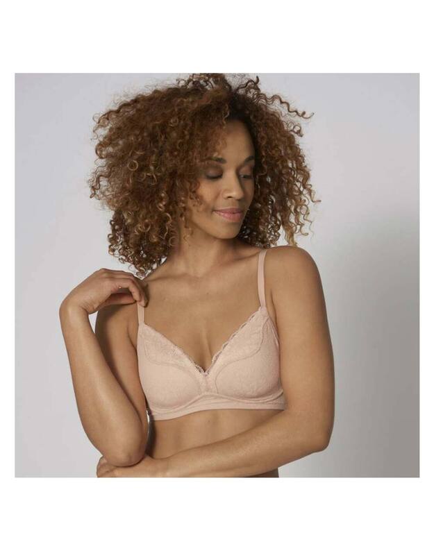 Triumph 04 dydžio kūno spalvos inovatyvi nėriniuota liemenėlė be lankelių Fit Smart P01 EX  1