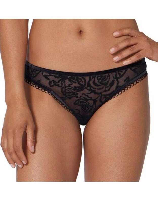 Triumph 36(S) dydžio  juodos spalvos stringai Velvet Rose Spotlight High rise thong